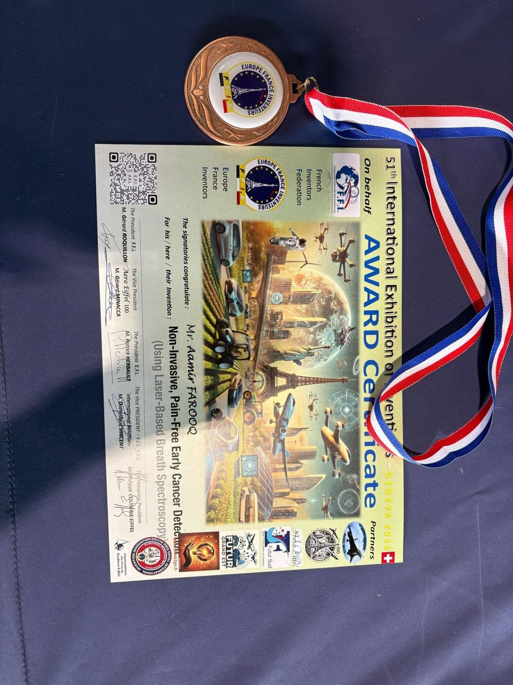 AbsorbIQ award certificate and gold medal, Geneva 2025