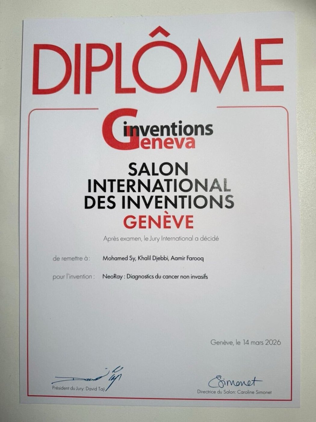 AbsorbIQ Geneva Inventions diploma 2025
